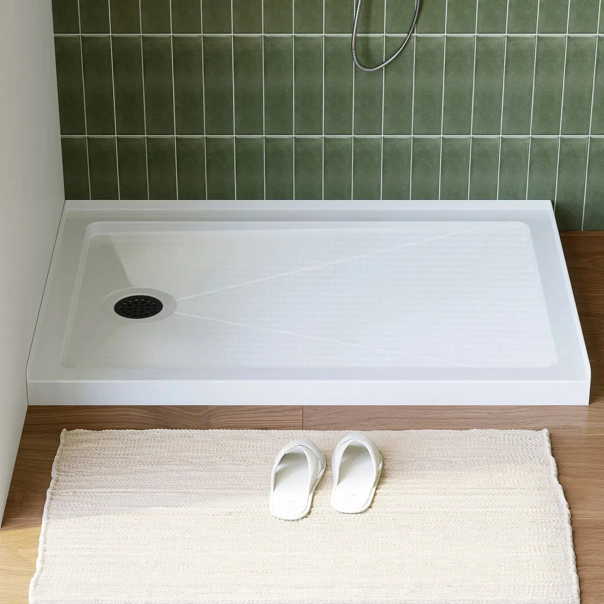 Acrylic Shower Pan with Slip Resistant Floor and Left Drain Model BS4832-MB-L HOROW