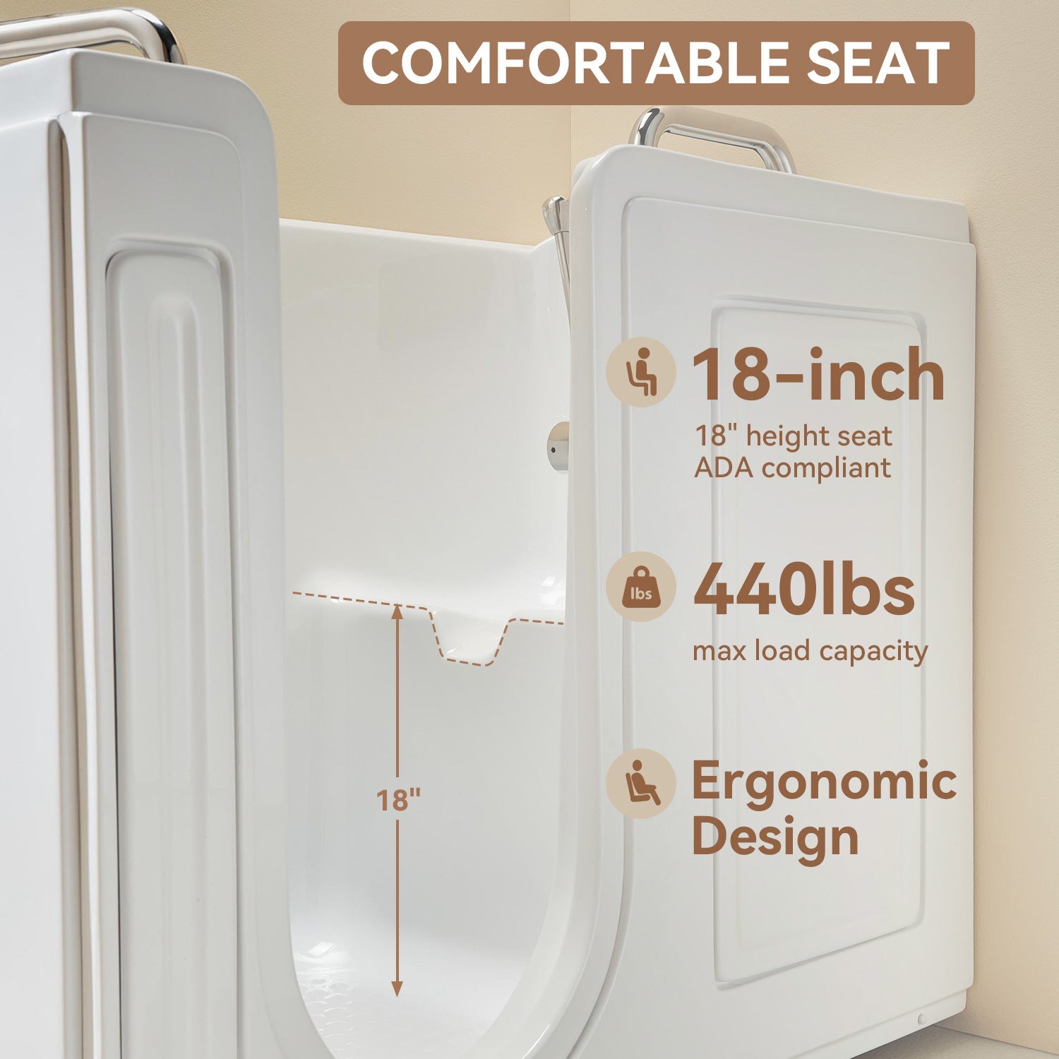 Walk in Tub with Shower and ADA Compliant for Senior Model WT52-L