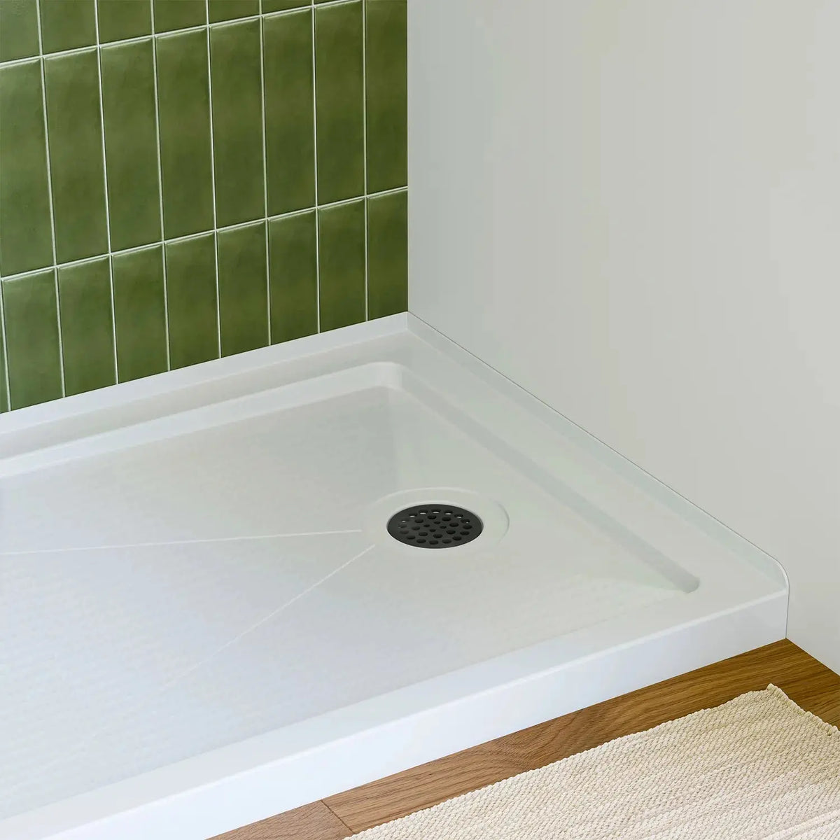 White Shower Pan with Right Drain and Acrylic Model BS4832-MB-R HOROW