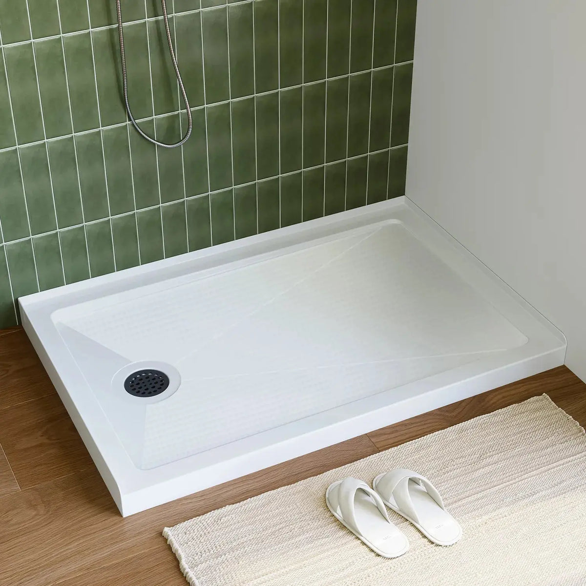 Acrylic Shower Pan with Slip Resistant Floor and Left Drain Model BS4832-MB-L HOROW