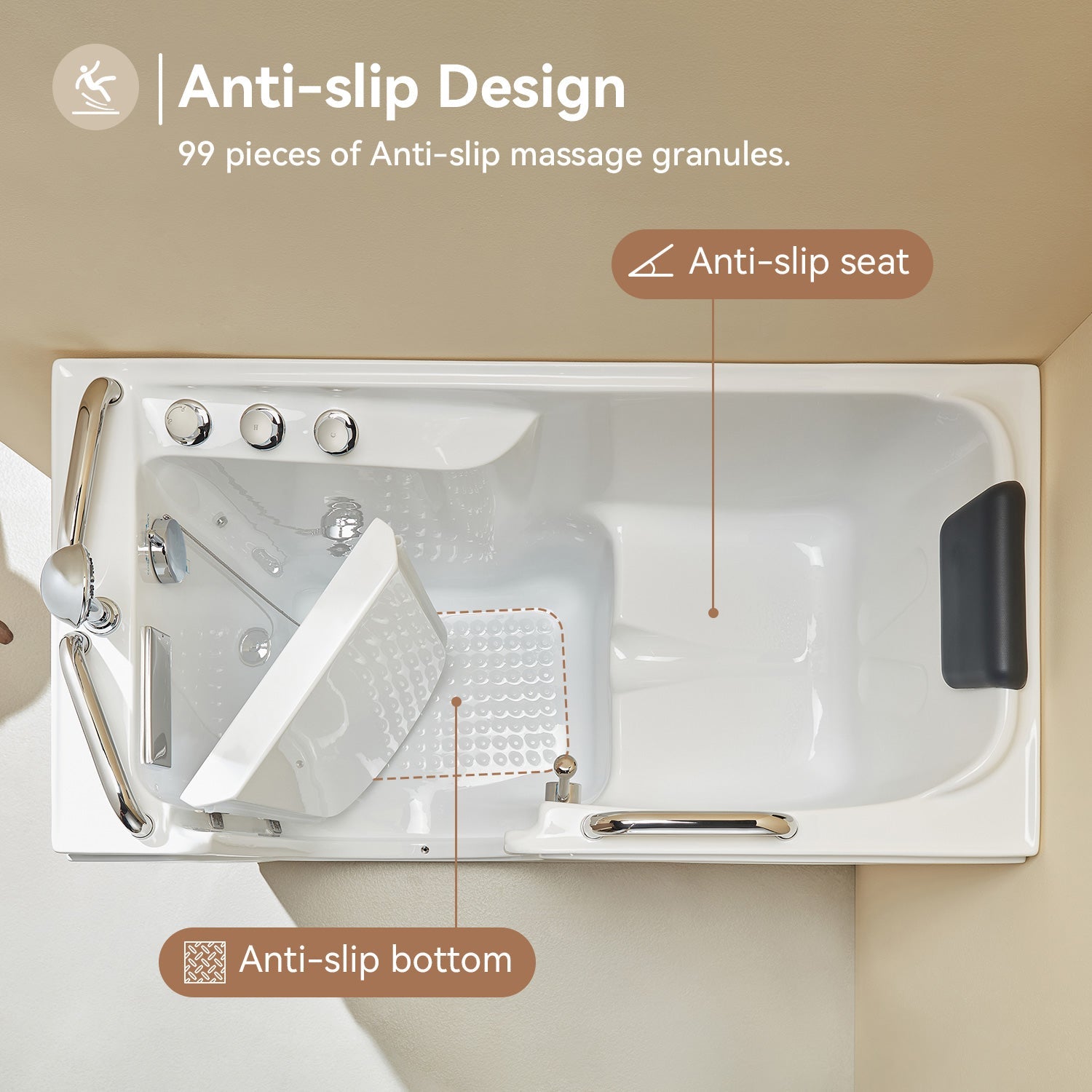 Walk in Tub with Shower and ADA Compliant for Senior Model WT52-L