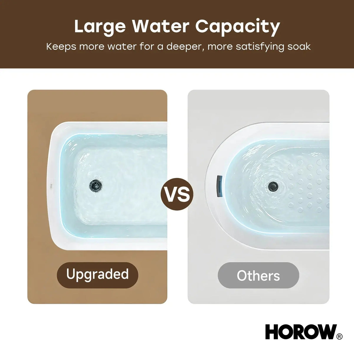 HOROW TU47-MBN-A 47" Acrylic Freestanding Soaking Bathtub