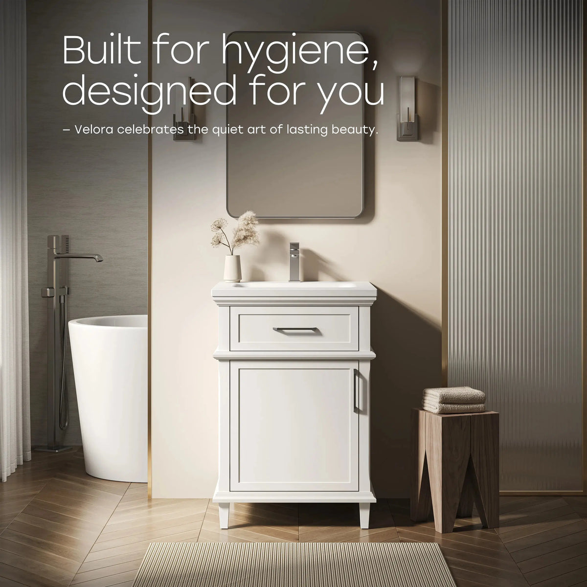 HOROW HR-VNA24 24" Bathroom Vanity Set with Everstone Vanity Top