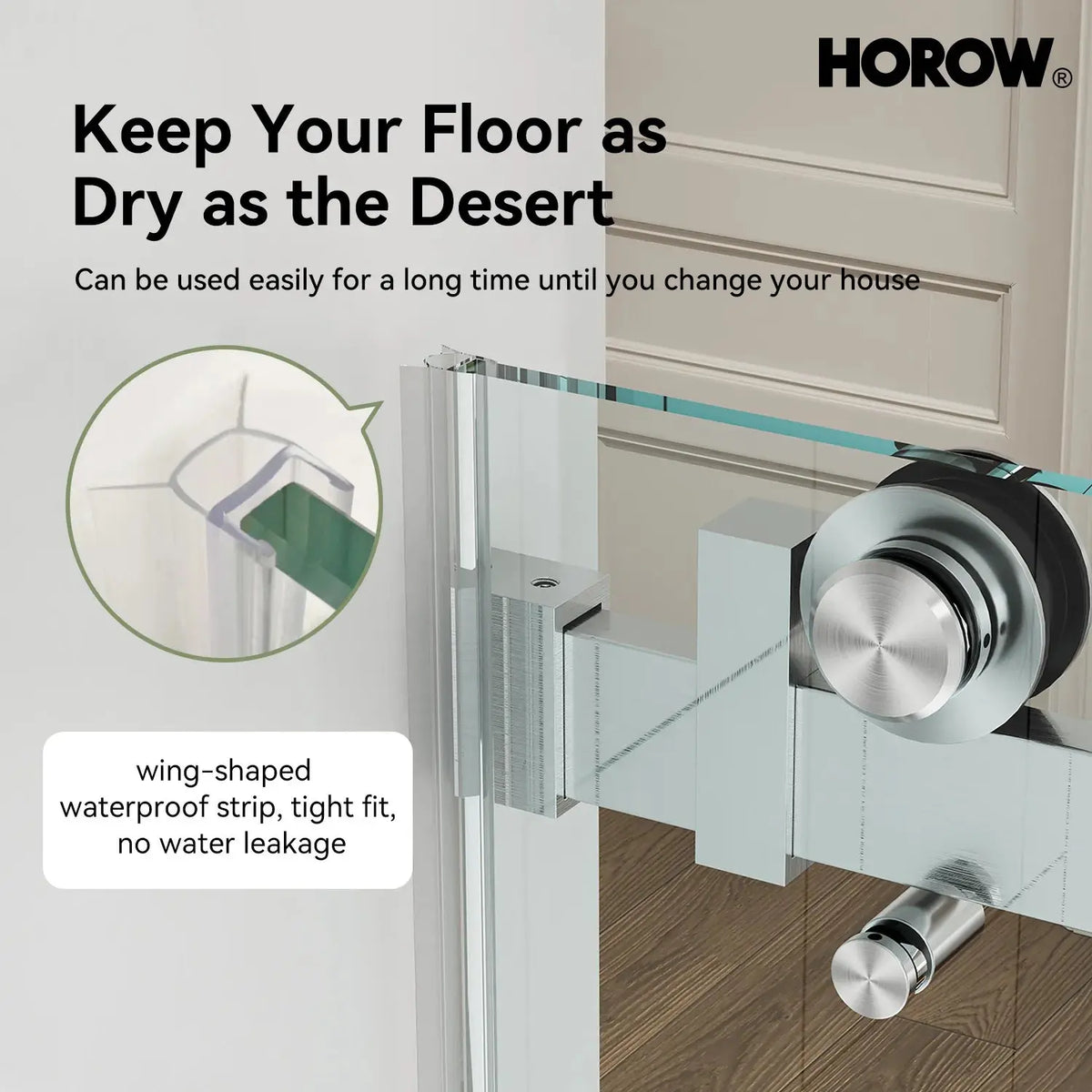 Brushed Nickel Shower Door with Sliding Frameless Model TE6076-BN