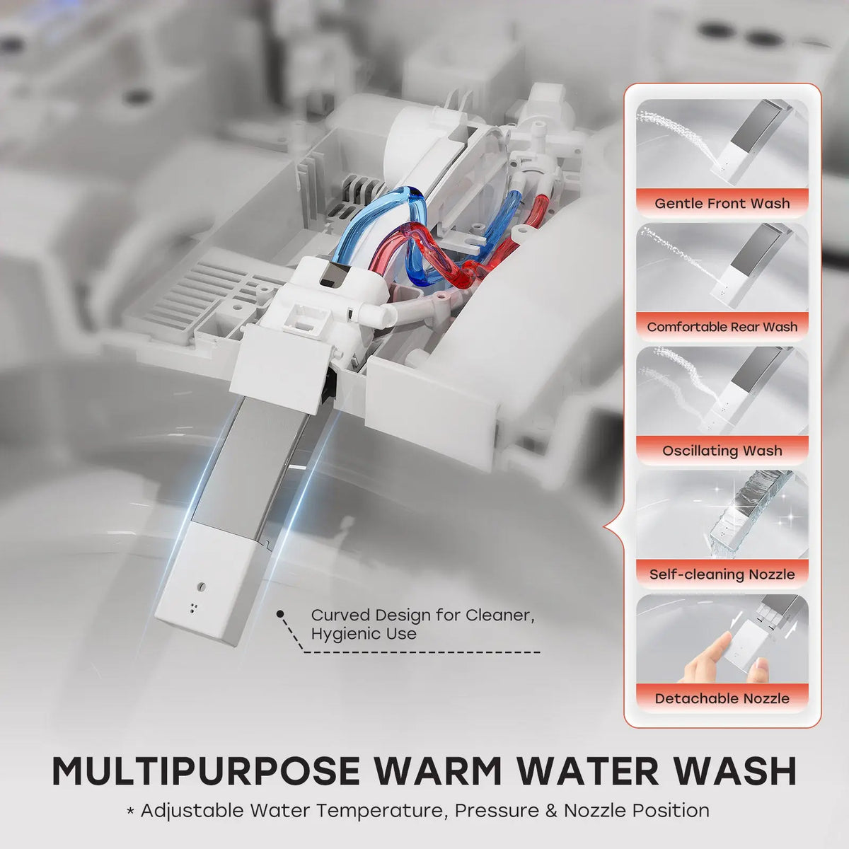 HORWOW T03 Tankless Elongated Smart Toilet Bidet in White with Auto Flush, Heated Seat, Warm Air Dryer, Bubble Infusion Wash