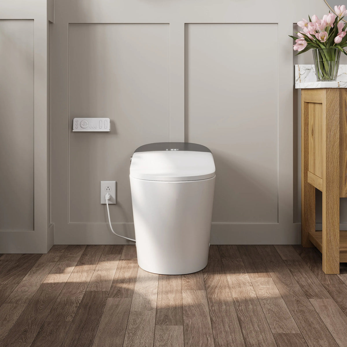 HORWOW T03 Tankless Elongated Smart Toilet Bidet in White with Auto Flush, Heated Seat, Warm Air Dryer, Bubble Infusion Wash