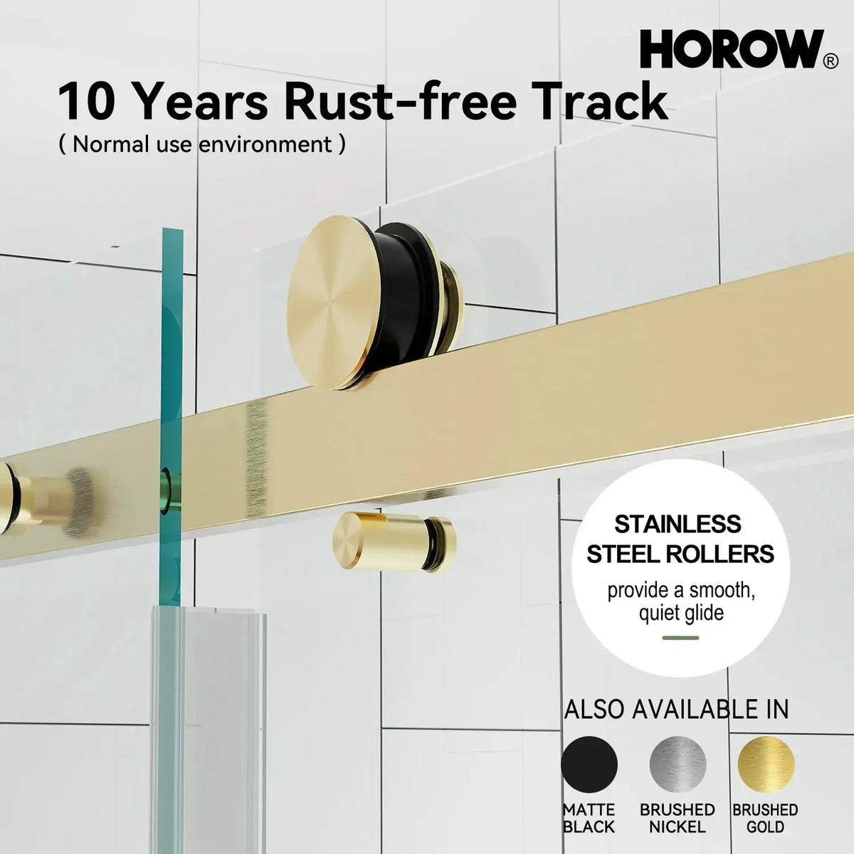 Brushed Gold Shower Door with Sliding Frameless and Glass Model TE6076-SG