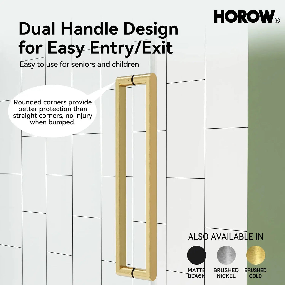 Brushed Gold Shower Door with Sliding Frameless and Glass Model TE6076-SG
