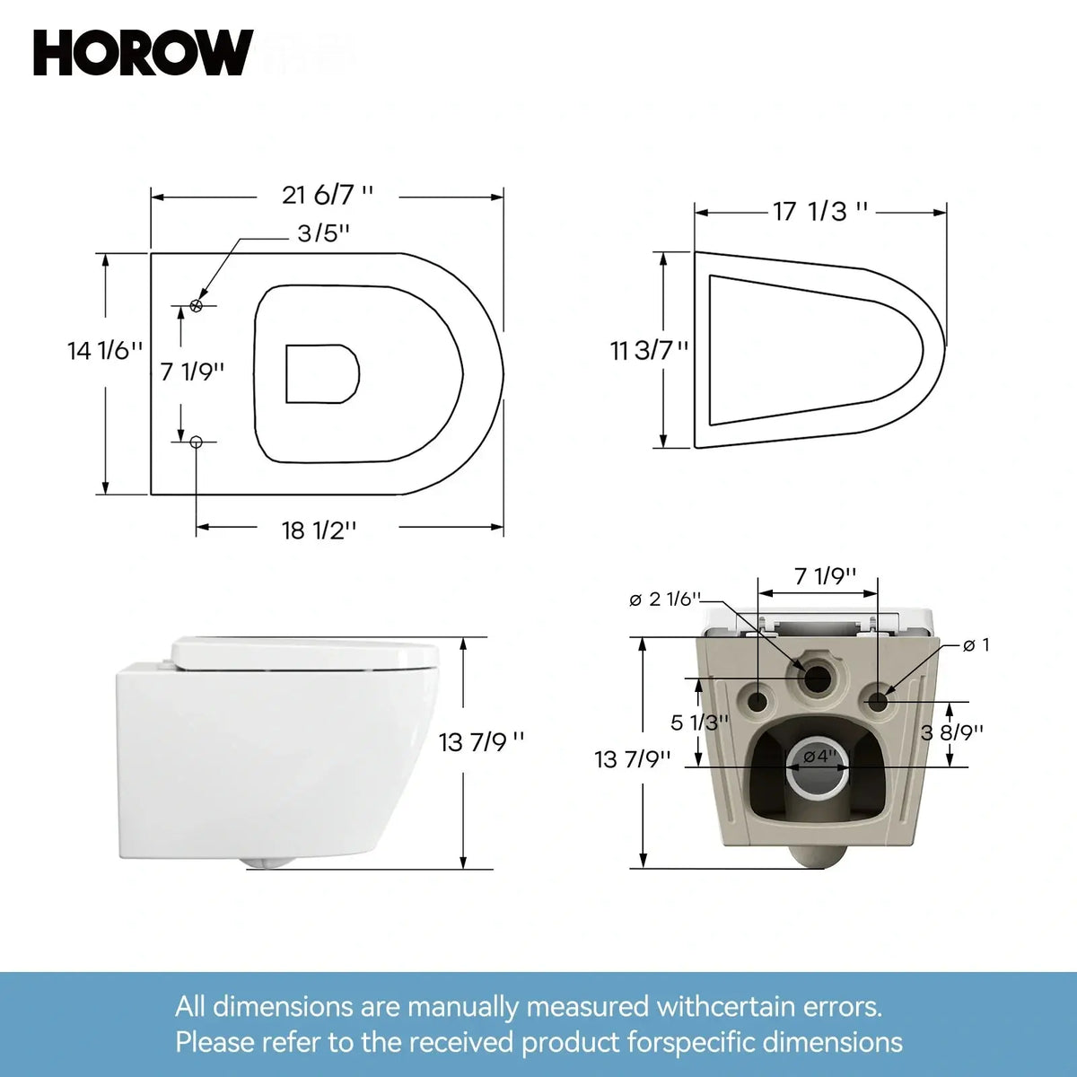 Wall Mounted Toilet with Power Flush and Sleek Model TG03W HOROW
