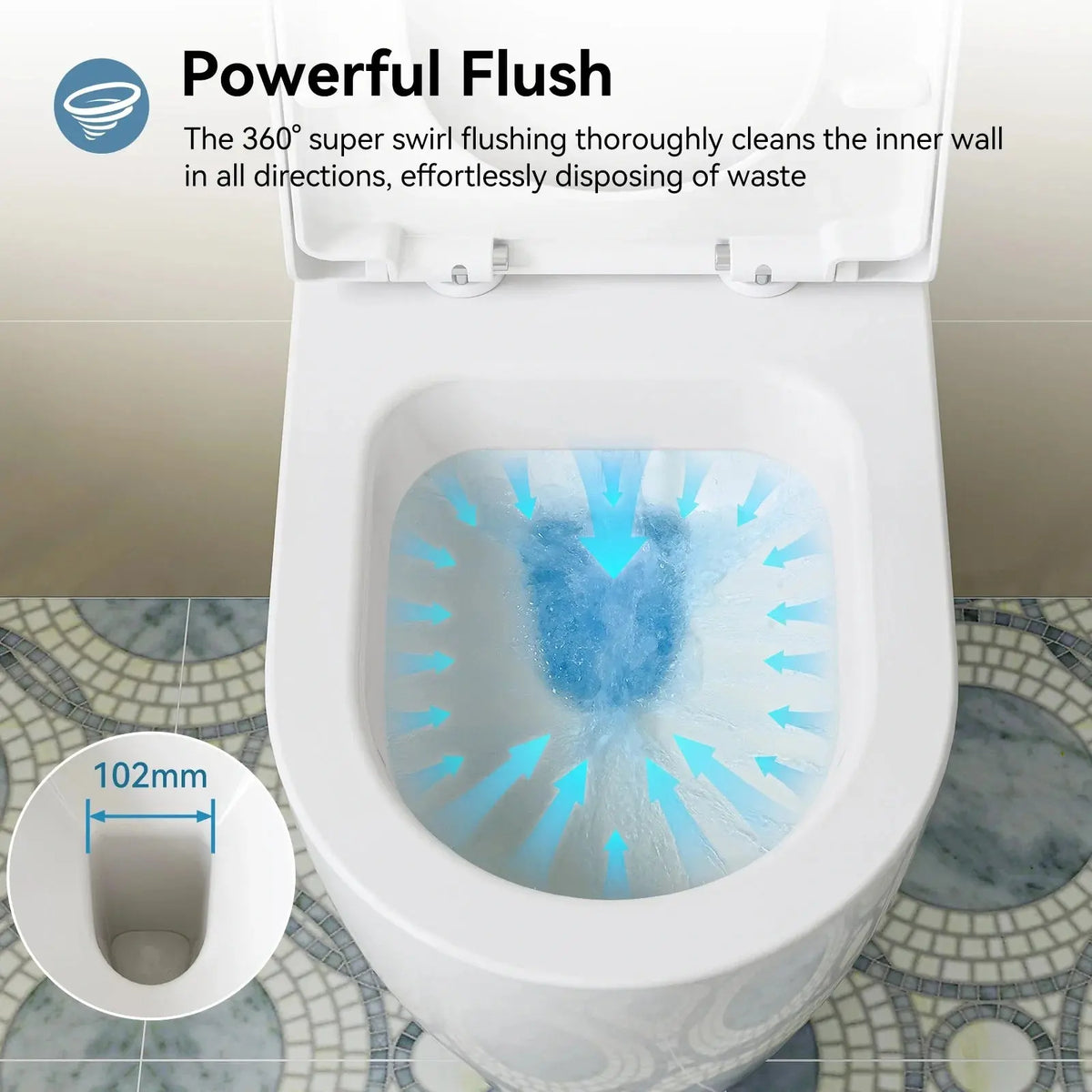 Wall Mounted Toilet with Power Flush and Sleek Model TG03W HOROW