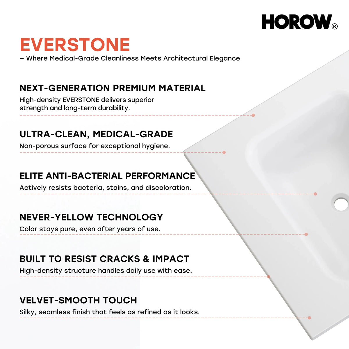 HOROW HR-VNA24 24" Bathroom Vanity Set with Everstone Vanity Top
