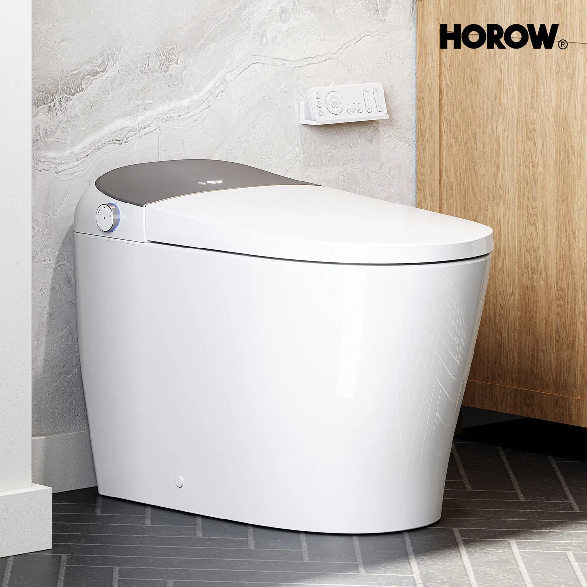 HORWOW T03Plus Elongated Smart Bidet Toilet 1.1 GPF in White with Tank, Auto Flush, Heated Seat, Warm Air Dryer, Pump Assisted