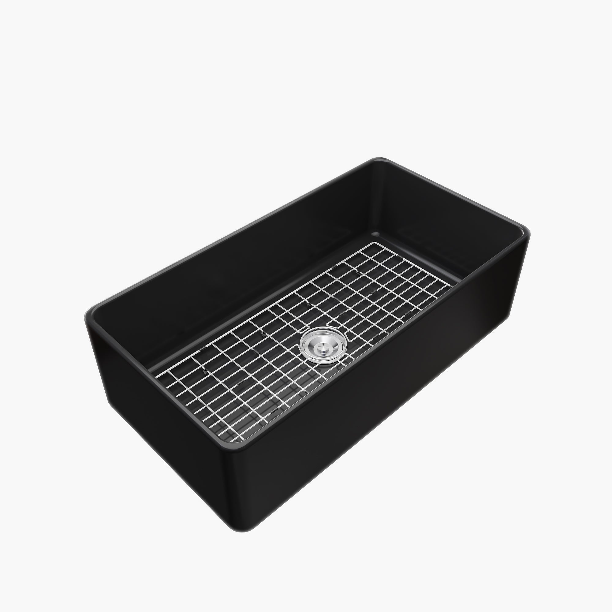 HOROW 36 Inch Sink Black Kitchen Farm Sink With Basket Strainer Model HR-S3618B