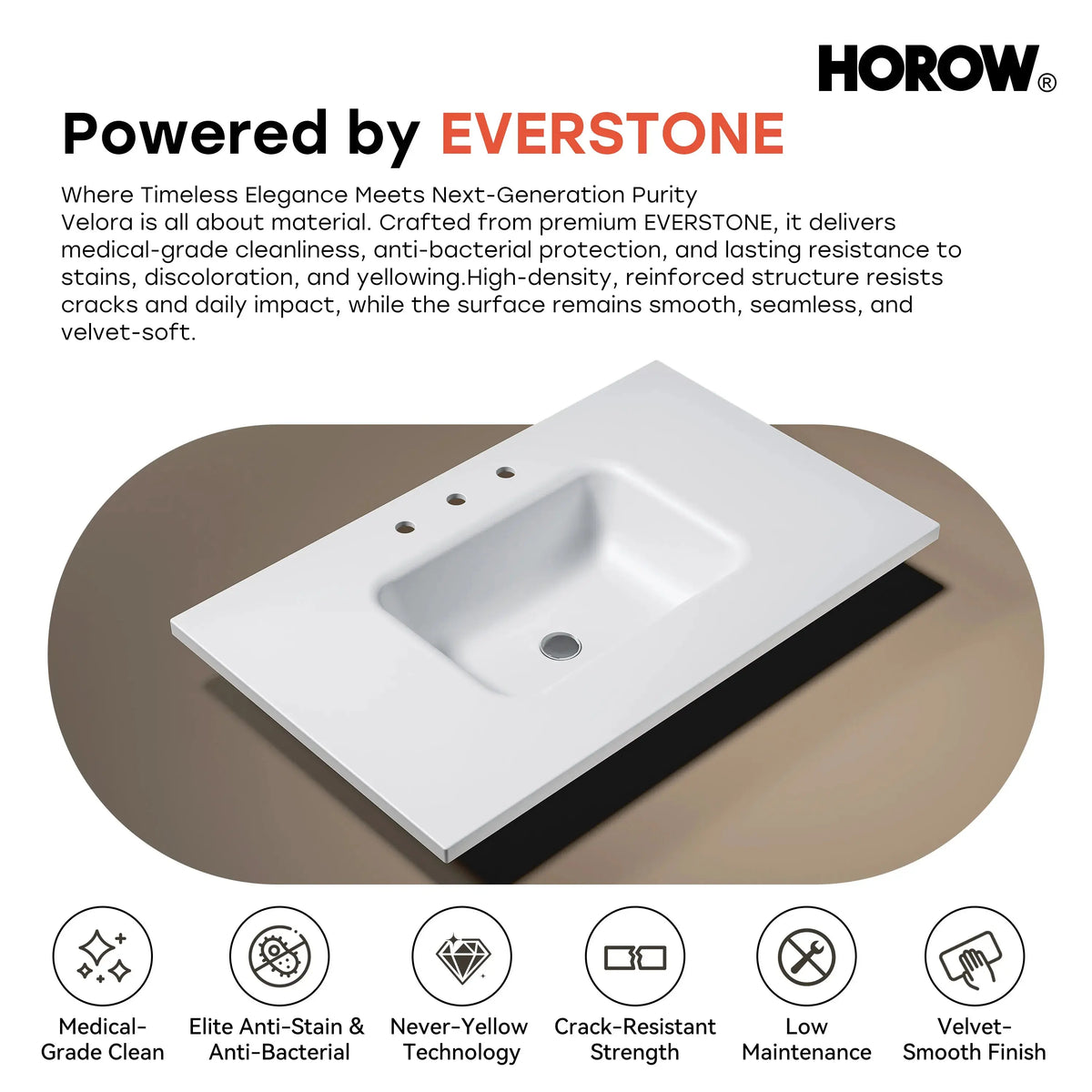 HOROW HR-VNA36 36" Bathroom Vanity Set with Matte Black Hardware
