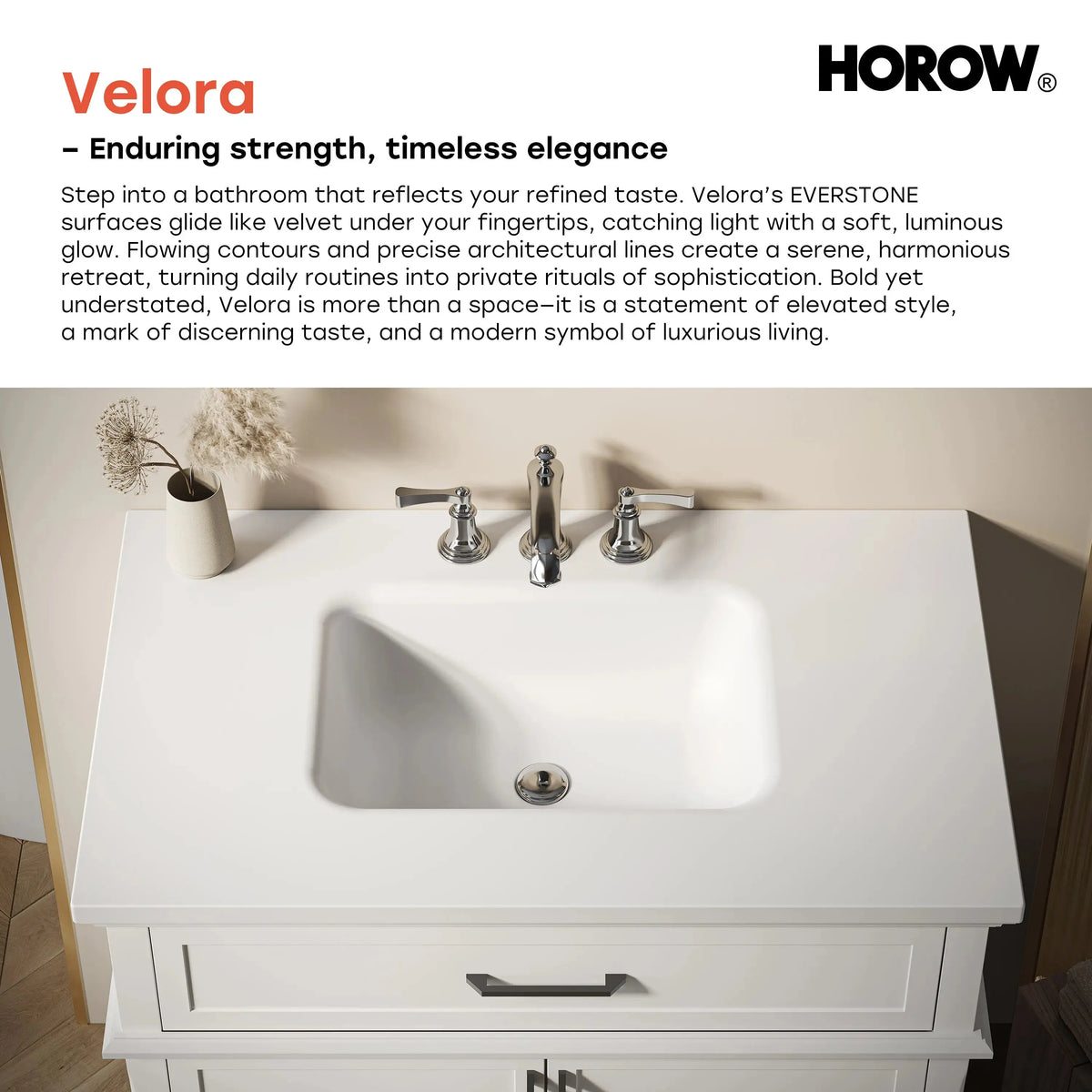 HOROW HR-VNA36 36" Bathroom Vanity Set with Matte Black Hardware