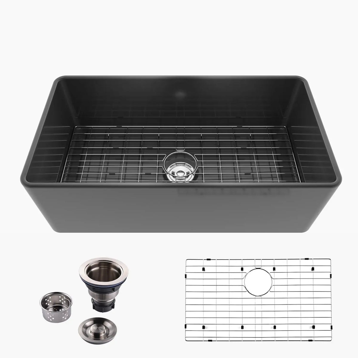 HOROW 33 Inch Sink With Grid and Basket Strainer For Farm Kitchen Model HR-S3318B HOROW