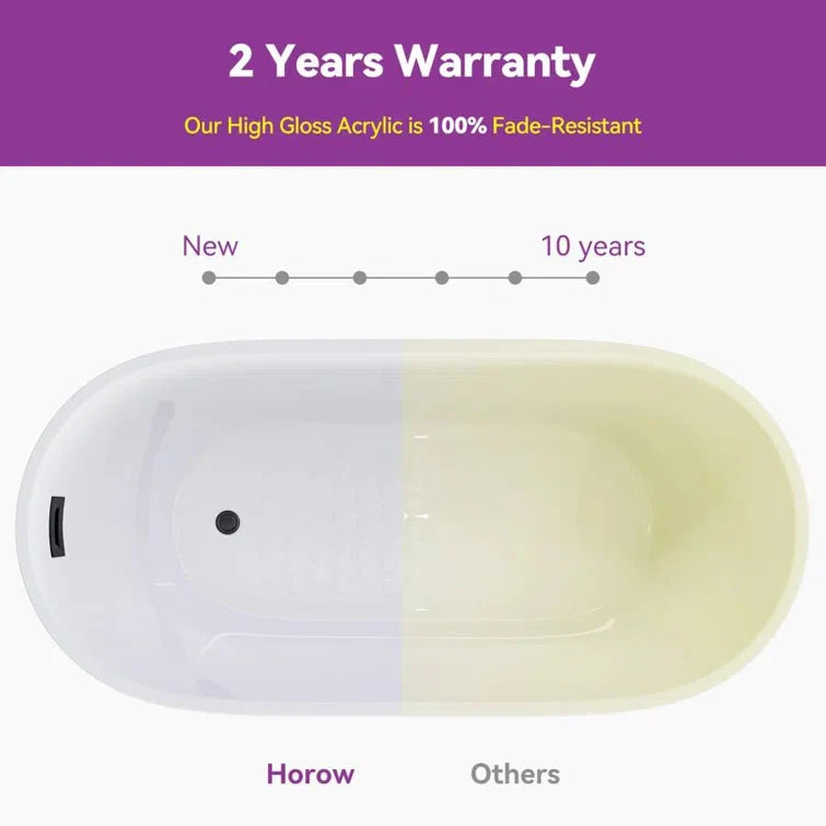 HOROW Freestanding Acrylic Bathtub 47 inch Soaking Tub Model TU47-MB-NS