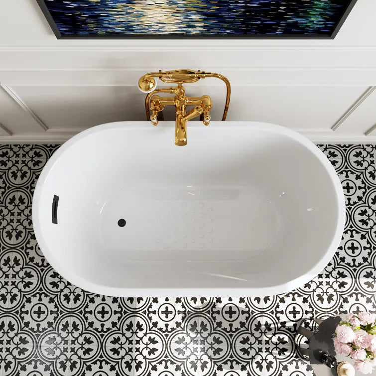 HOROW Freestanding Acrylic Bathtub 47 inch Soaking Tub Model TU47-MB-NS