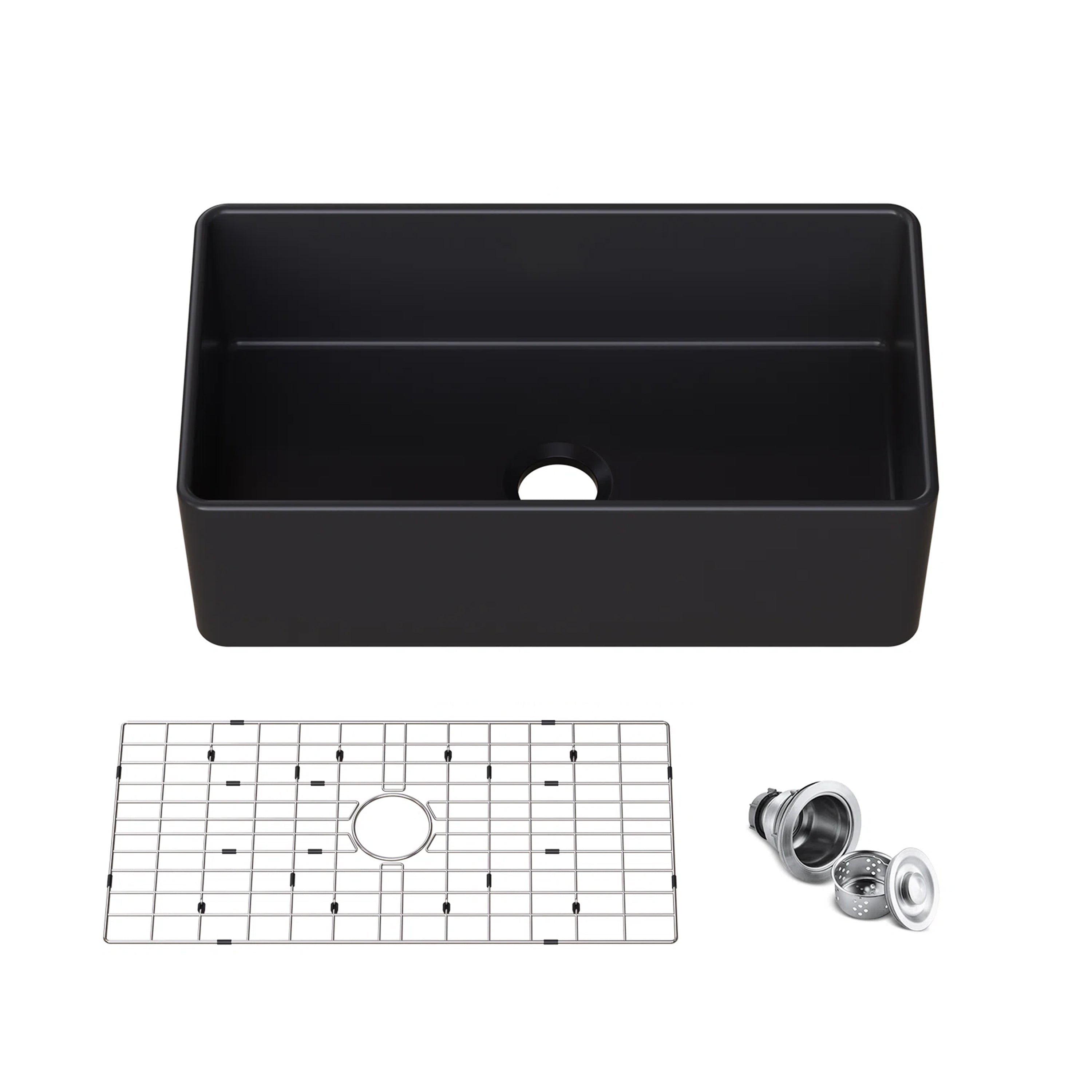 HOROW 33 Inch Sink With Grid and Basket Strainer For Farm Kitchen Model HR-S3318B