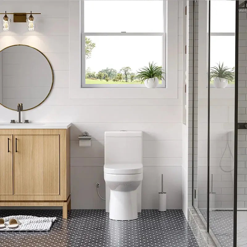 HOROW HWMT 8733 12 Inch Small Toilet One Piece Dual Flush Toilet Model 8733N HOROW