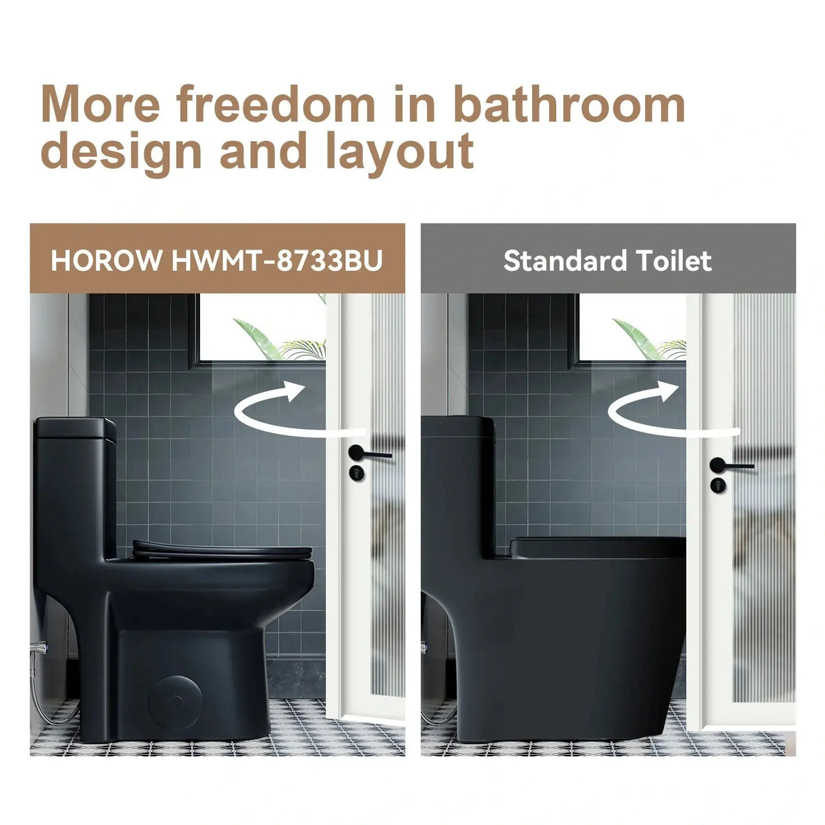 Matte Black Toilet with Skirted and UF Seat for 12 Inch Rough In Model 8733BU HOROW