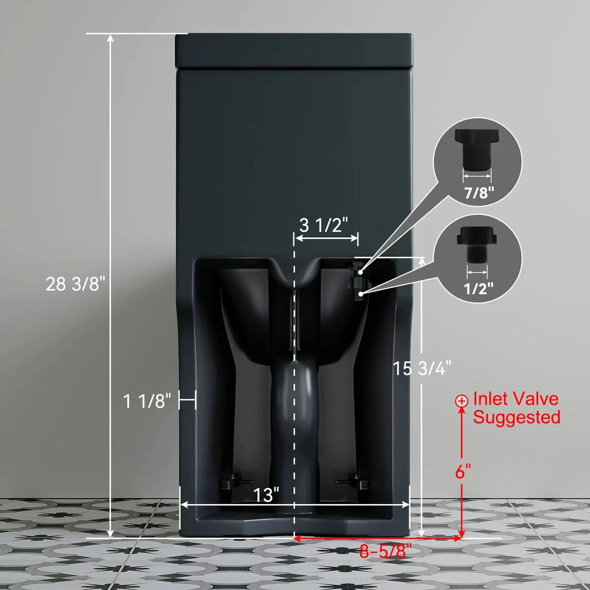 Matte Black Toilet with Skirted and UF Seat for 12 Inch Rough In Model 8733BU HOROW