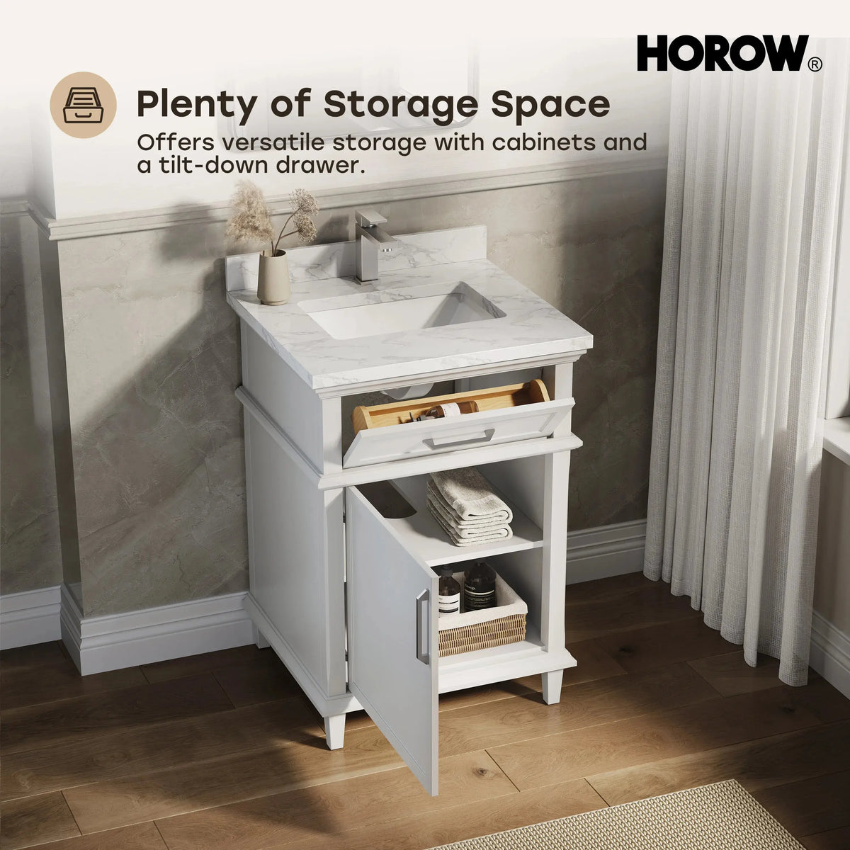 HOROW HR-VNB24 Bathroom Vanity Set with Soft Close Storage System