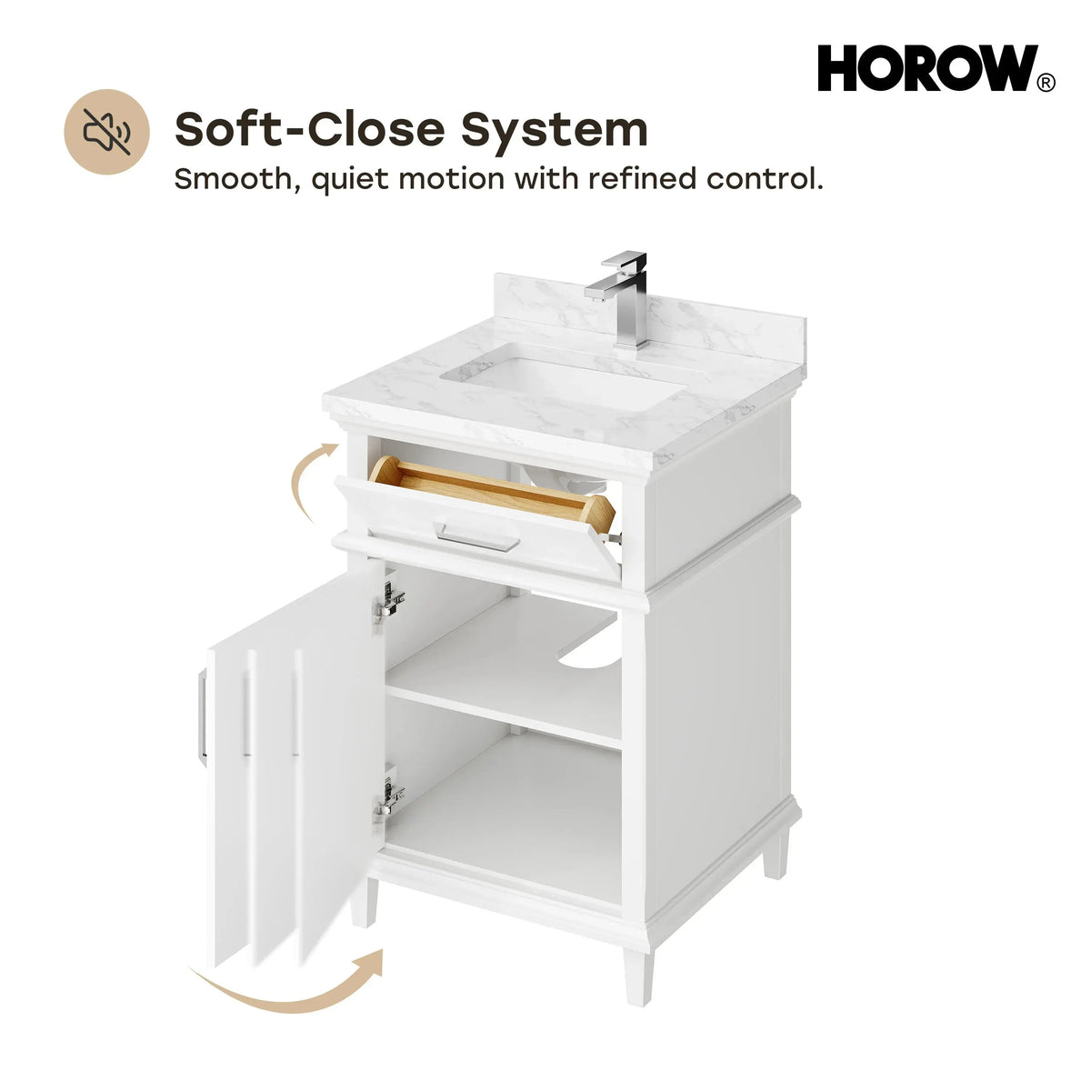 HOROW HR-VNB24 Bathroom Vanity Set with Soft Close Storage System