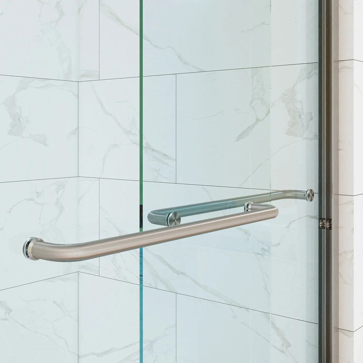 HOROW Bathroom Sliding Glass Door 60 Inch Brushed Nickel Frameless Shower Door Model BE6076-BN HOROW
