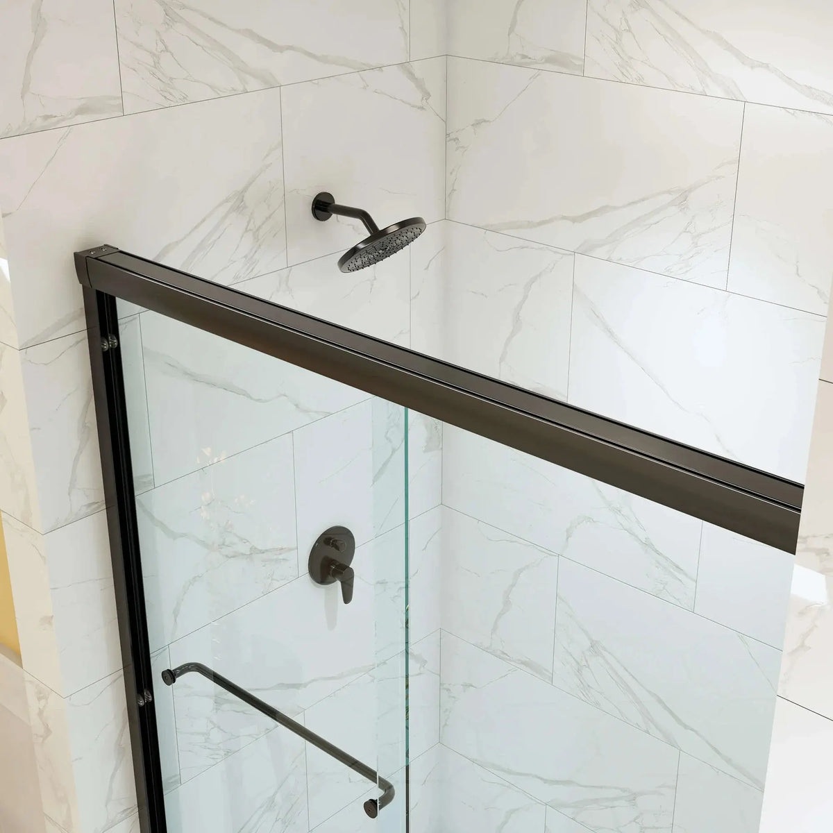 HOROW Frameless Sliding Shower Door 60 Inch Matte Black Shower Door Model BE6076-MB HOROW