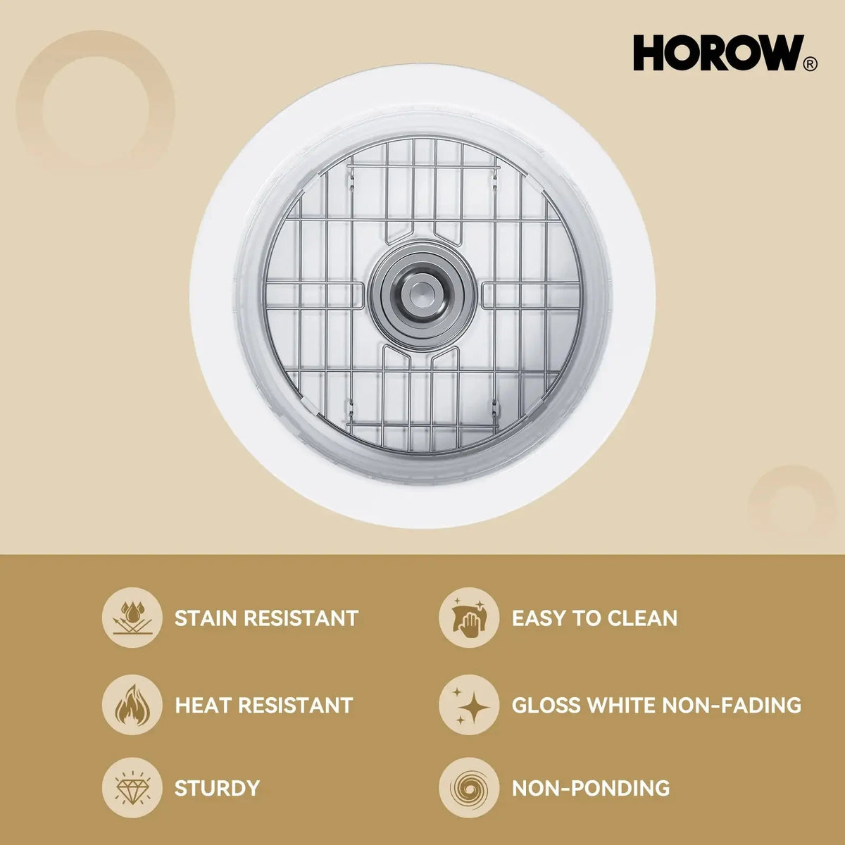 Dual Mount Kitchen Sink of Ceramic and Fireclay Model C1818W HOROW