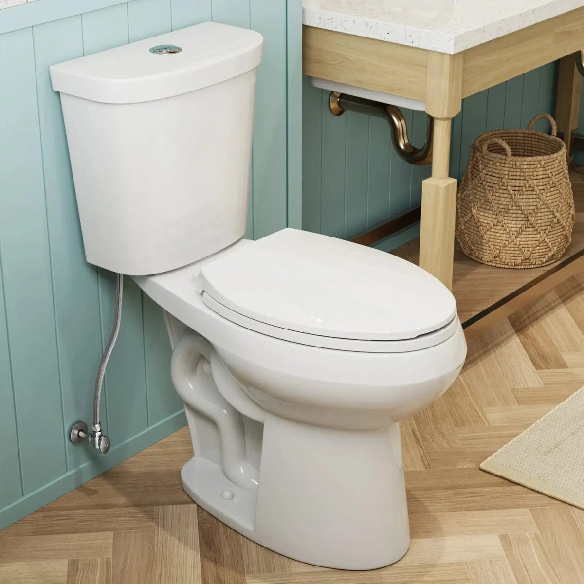 Elongated 2 Piece Toilet with Dual Flush Button and ADA Compliant Model HWTT - E02D HOROW