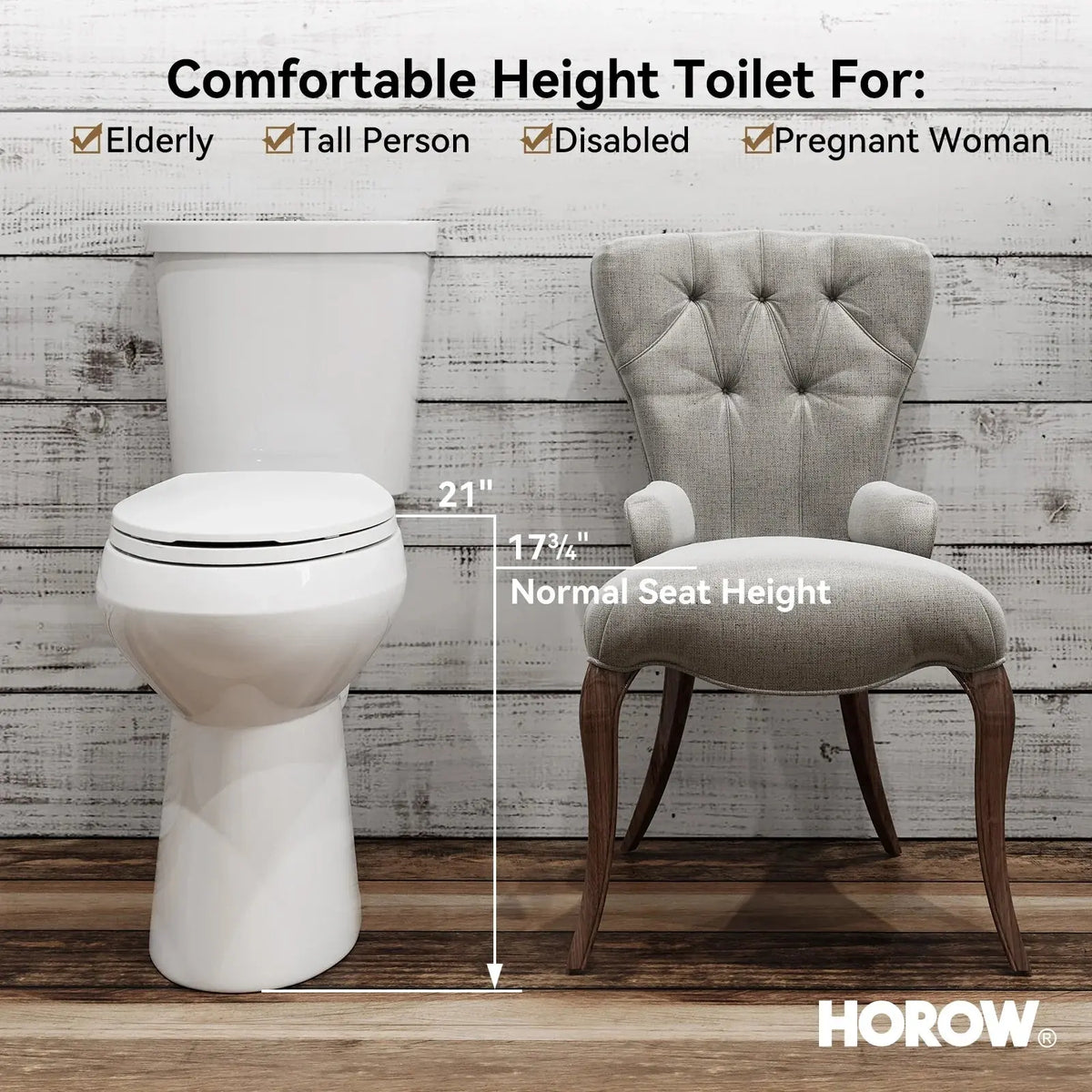 Dual Flush 2 Piece Toilet with Elongated Bowl and Dual Flush Model HWTT - E03D HOROW