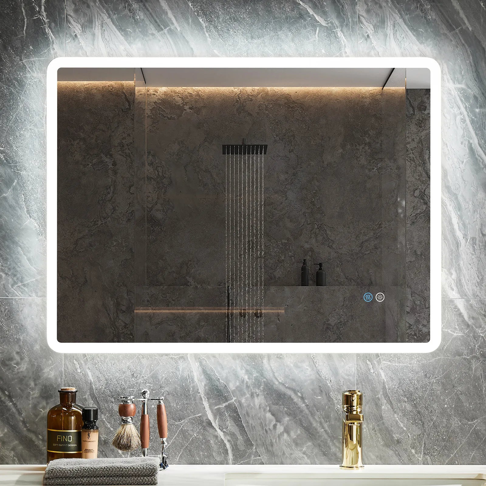 HOROW Rectangular Bathroom Mirror with Acrylic LED Strip Model AM5070S