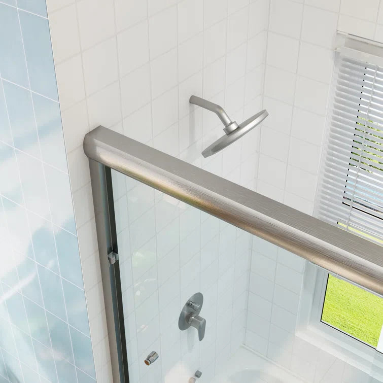 Frameless Sliding Shower Door 59 Inch Matte Black Shower Door Model BE5956-MB