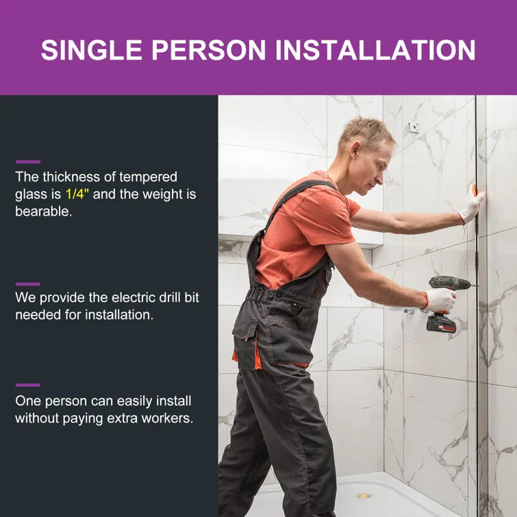 HOROW Bathroom Sliding Glass Door 59 Inch Brushed Nickel Frameless Shower Door Model BE5956-BN