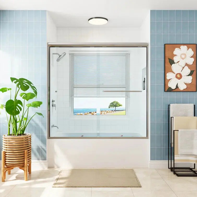 HOROW 59 Inch Glass Shower Door Double Sliding Bathtub Door Model BE5956-CH HOROW