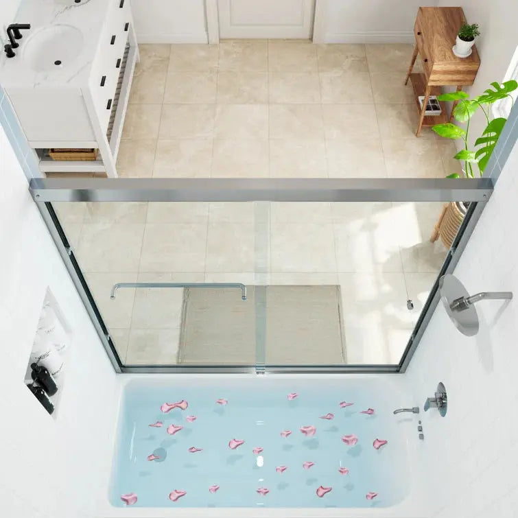 HOROW 59 Inch Glass Shower Door Double Sliding Bathtub Door Model BE5956-CH HOROW