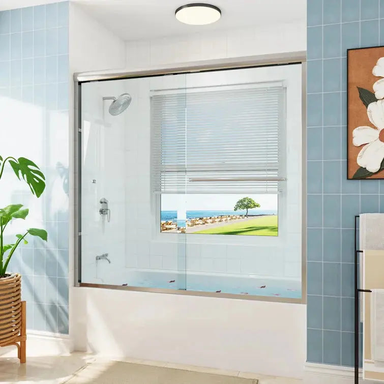 HOROW 59 Inch Glass Shower Door Double Sliding Bathtub Door Model BE5956-CH HOROW