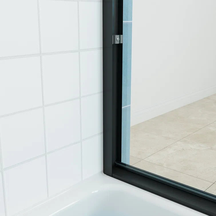 Frameless Sliding Shower Door 59 Inch Matte Black Shower Door Model BE5956-MB