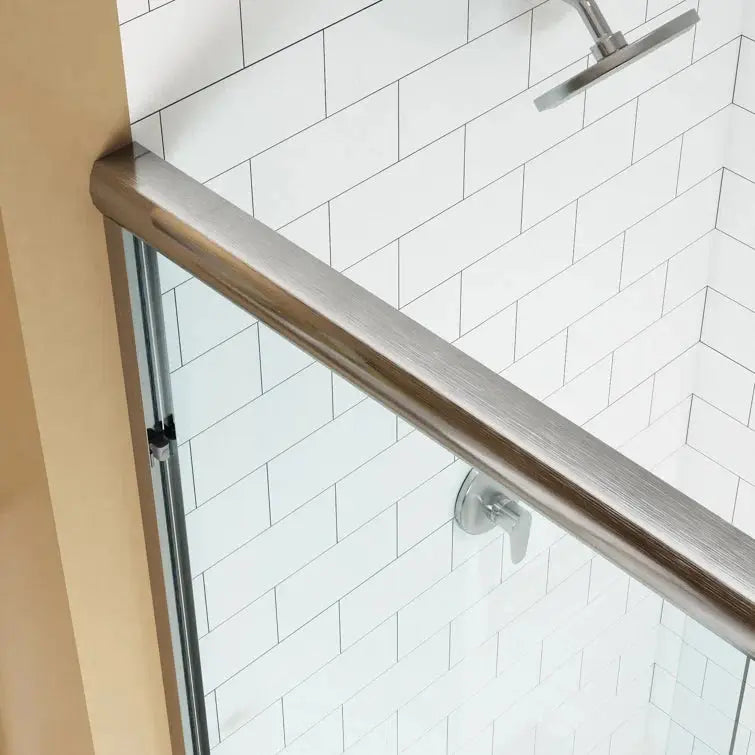 HOROW Bathroom Sliding Glass Door 59 Inch Brushed Nickel Frameless Shower Door Model BE5972-BN HOROW