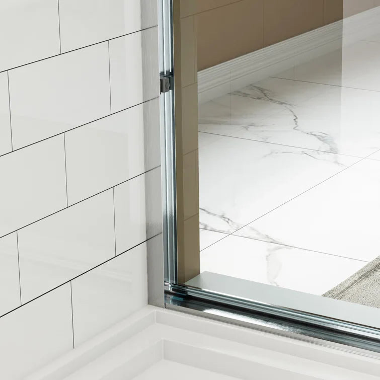 HOROW Bathroom Sliding Glass Door 59 Inch Brushed Nickel Frameless Shower Door Model BE5972-BN