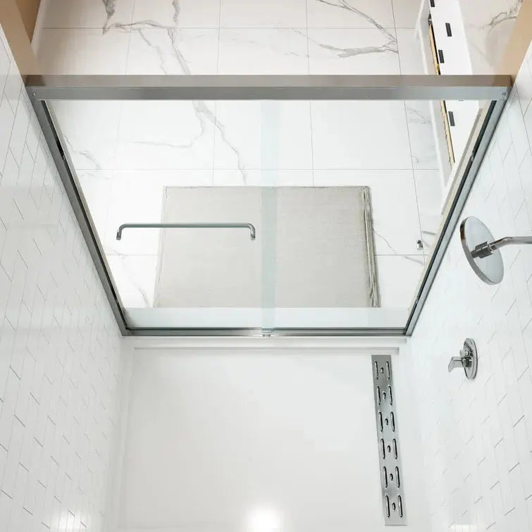 HOROW Bathroom Sliding Glass Door 59 Inch Brushed Nickel Frameless Shower Door Model BE5972-BN HOROW