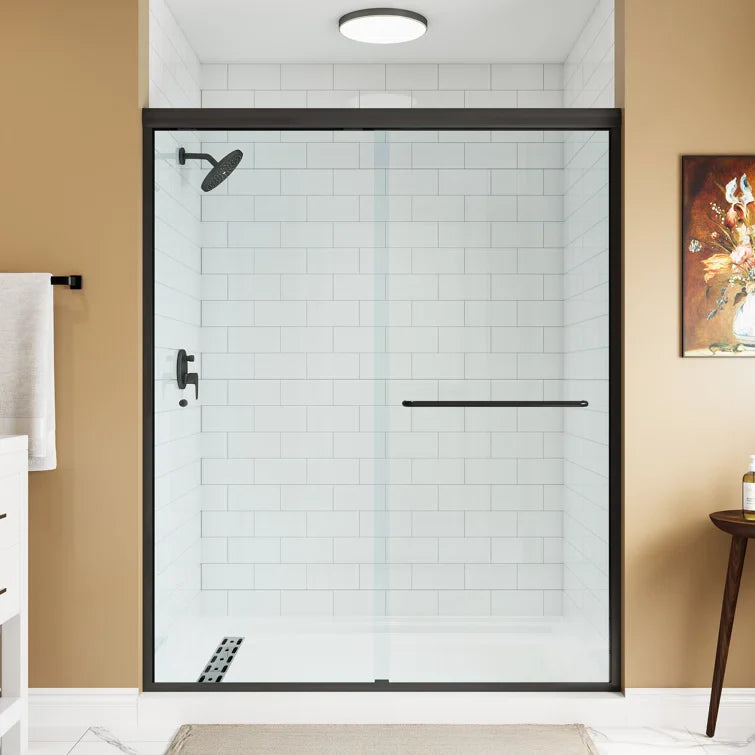 HOROW Frameless Sliding Shower Door 59 Inch Matte Black Shower Door Model BE5972-MB