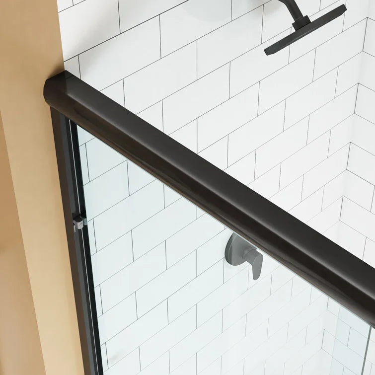 HOROW Frameless Sliding Shower Door 59 Inch Matte Black Shower Door Model BE5972-MB
