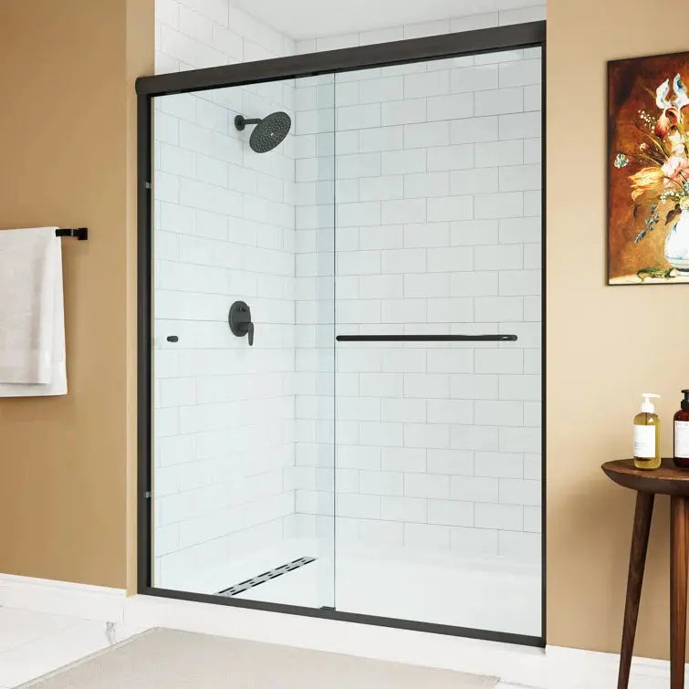 HOROW Frameless Sliding Shower Door 59 Inch Matte Black Shower Door Model BE5972-MB HOROW