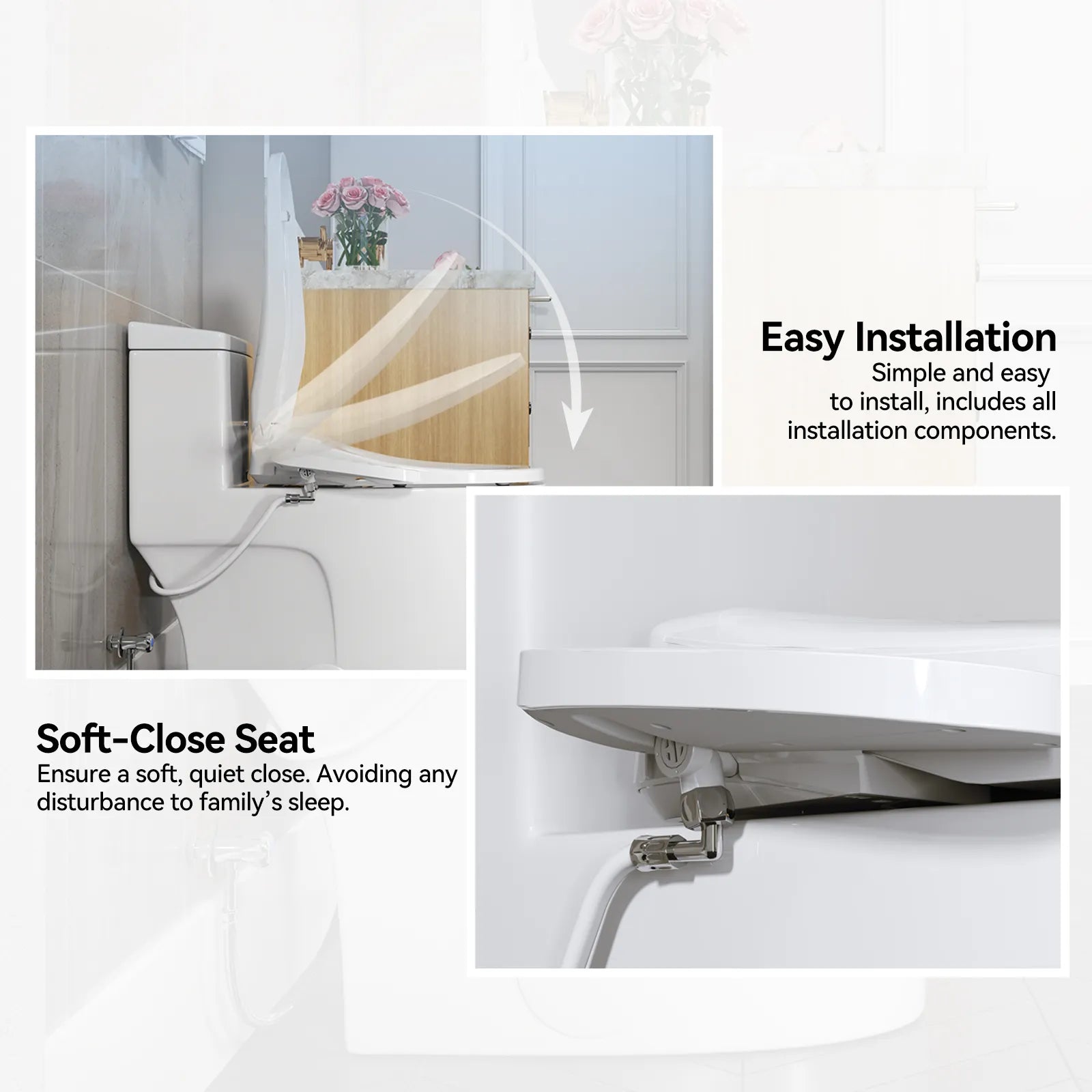 HOROW T0338W Elongated One Piece Toilet With Bidet Toilet Seat Model BT0338W