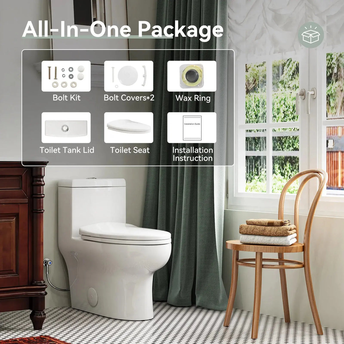 HOROW Dual Flush Toilet 12 Inch Rough In Toilet Model 76D HOROW