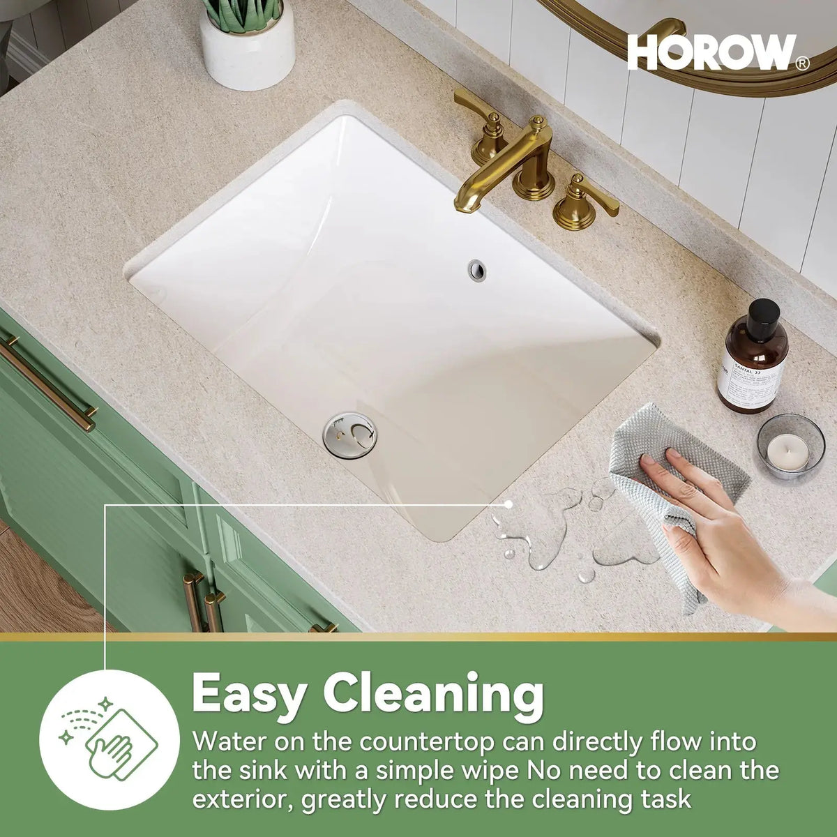 HOROW Rectangular Undermount Bathroom Sink 20 Inch Undermount Sink Model HWTP-S5138D HOROW