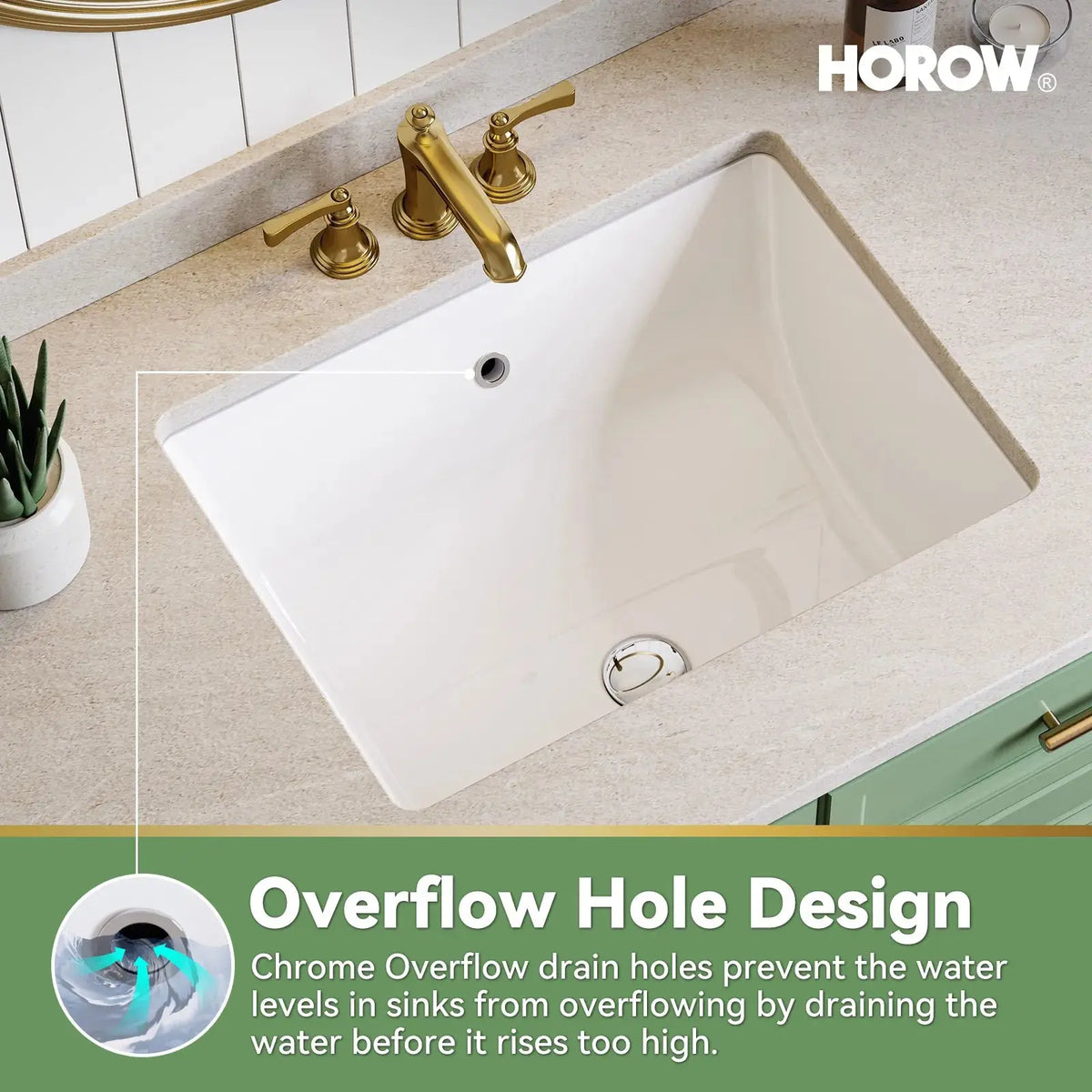 HOROW Rectangular Undermount Bathroom Sink 20 Inch Undermount Sink Model HWTP-S5138D HOROW